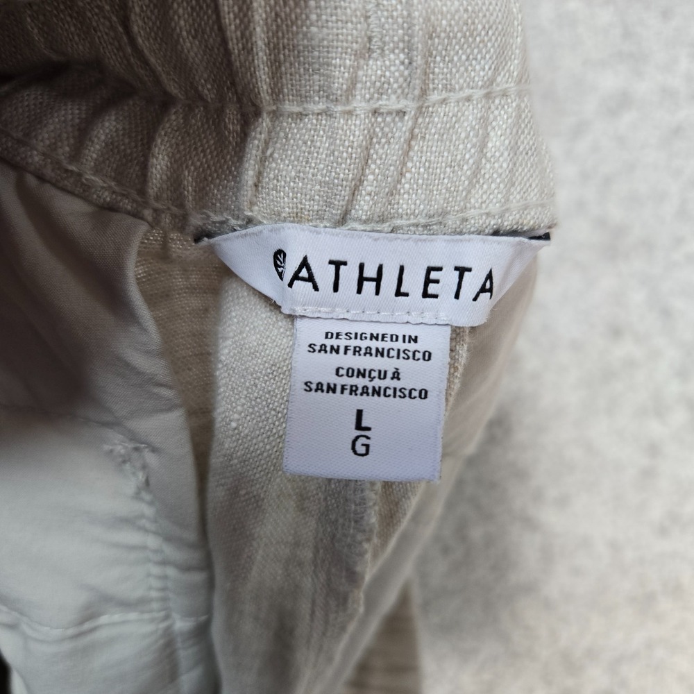 Athleta Retreat Linen Ankle Pant womens Large Tan beige NEW - Picture 10 of 12